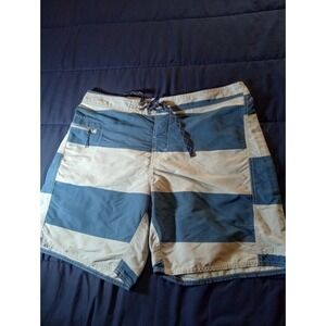 Patagonia Swim Trunks Mens‎ 36 Blue Colorblock Drawstring Board Shorts Stretch